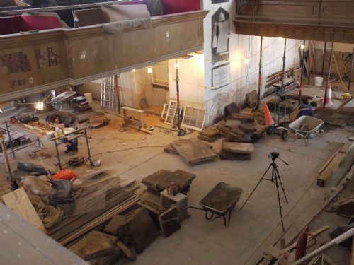 Graham, George and a video camera working in the East Church, Cromarty